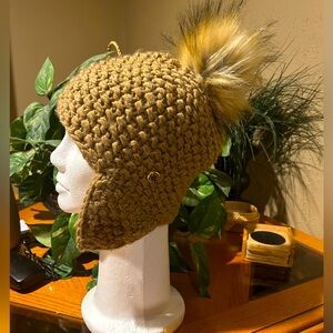 Michael Kors Vintage Knit Ear Flap Fur Puff Hat - NWOT!!!